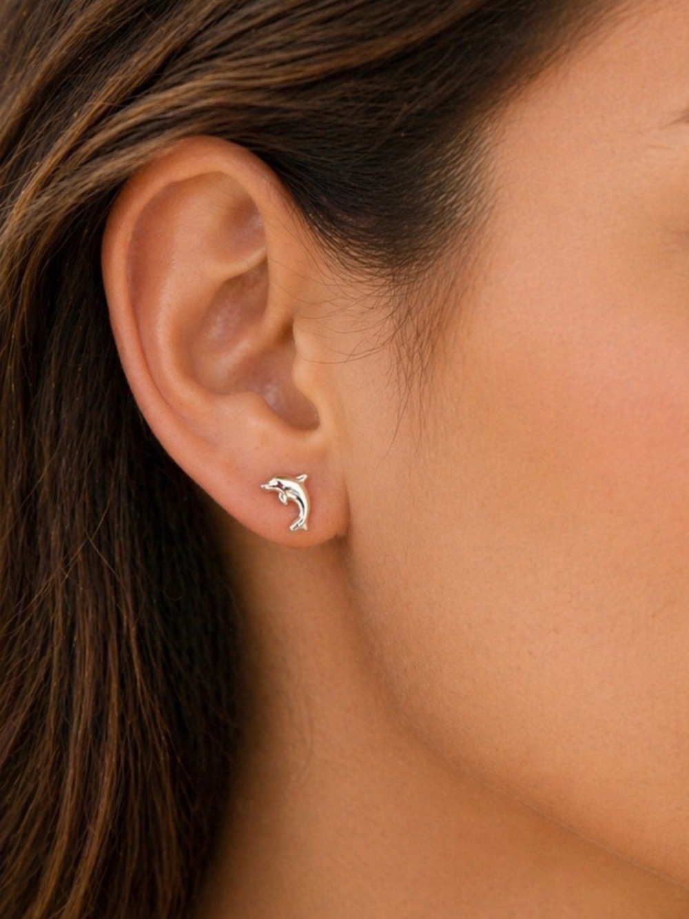 Tradition Sterling Silver Dolphin Stud Earrings
